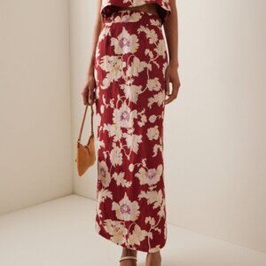 Posse Emma Floral Linen Blend Maxi Pencil Skirt